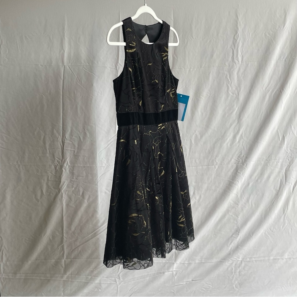 Eliza J Black and Gold Midi Dress - Size 6 - NWT Sample Sale